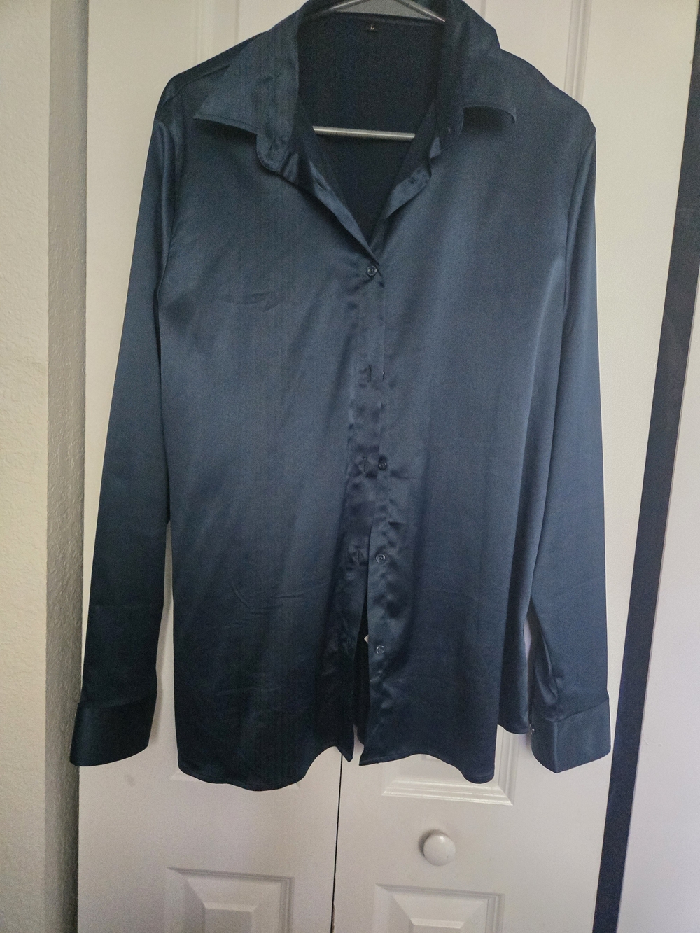 Silky Dark Teal Button-Up Shirt